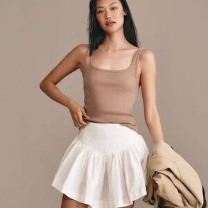 Anthropologie Pilcro Scoop-Neck Ribbed Tank, Color: Neutral, Size: XL